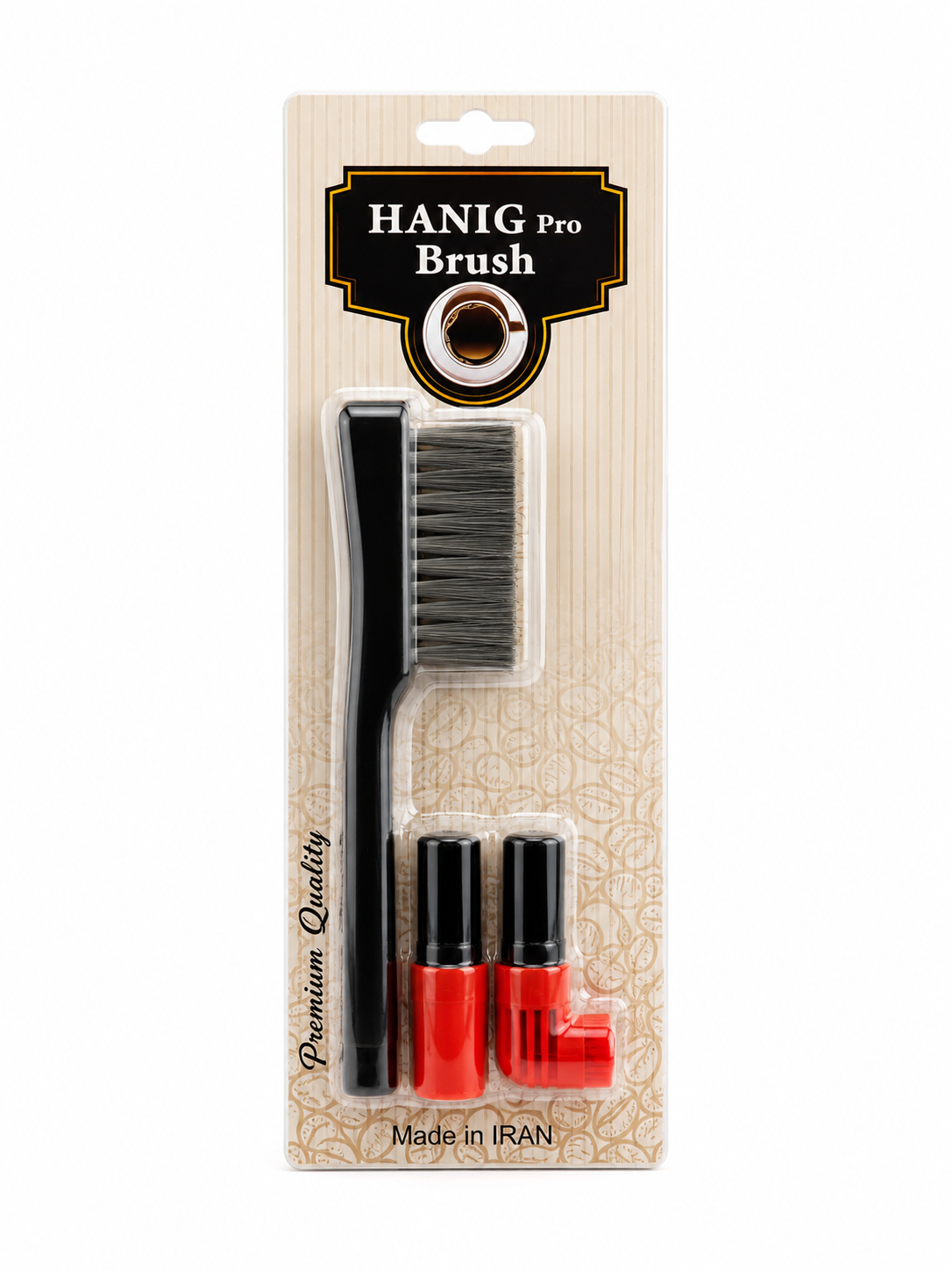 فرچه تمیزکننده سه‌کاره باریستا HANIG Pro Brush | برس حرفه‌ای نظافت آسیاب قهوه، پرتافیلتر، گروپ هد و دستگاه اسپرسو مناسب کافی‌شاپ