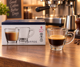 ست ۶ عددی فنجان اسپرسو شیشهای کاوه مدل Coffee ظرفیت ۶۰ سیسی، مناسب قهوه و کافیشاپ