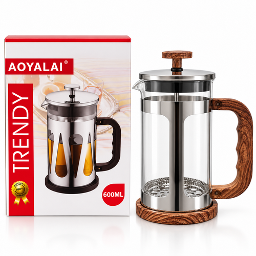 فرنچ پرس AOYALAI مدل TRENDY حجم ۶۰۰ میلیلیتر طرح چوب